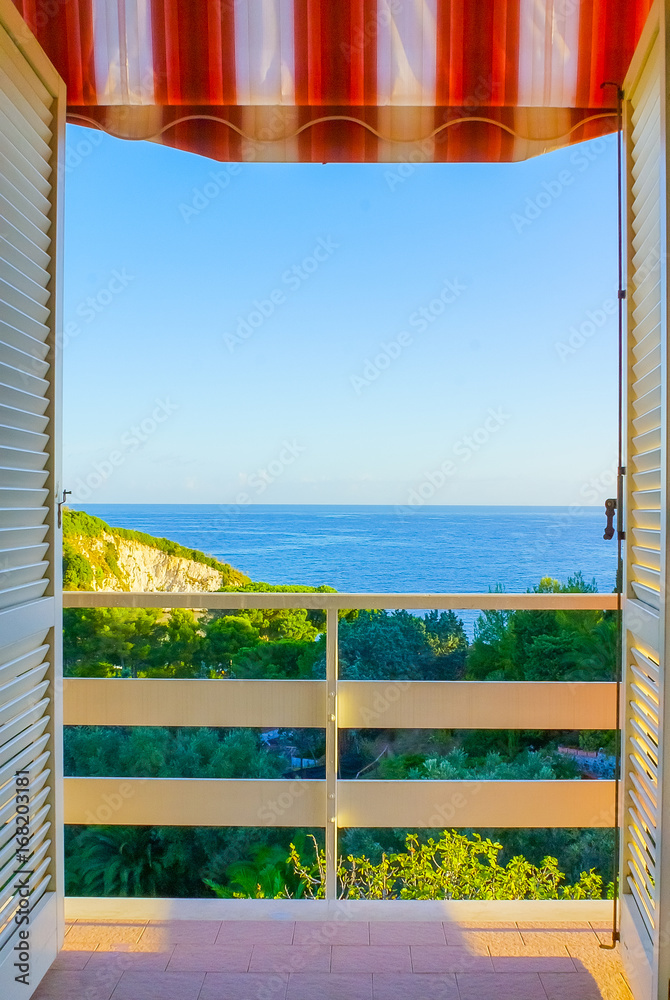 Fototapeta premium Entrance to a terrace with a view to the sea