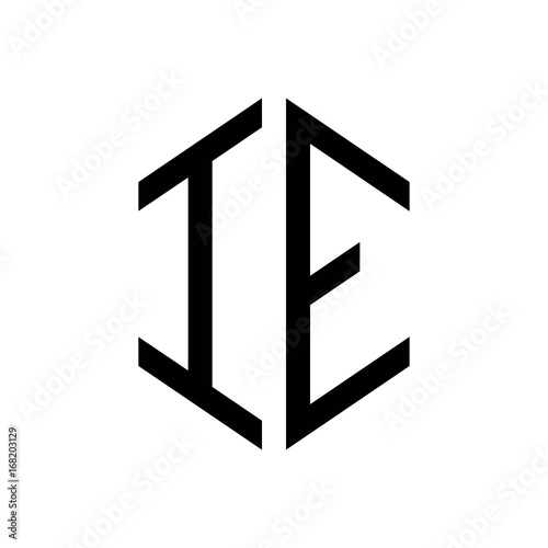 initial letters logo ie black monogram hexagon shape vector
