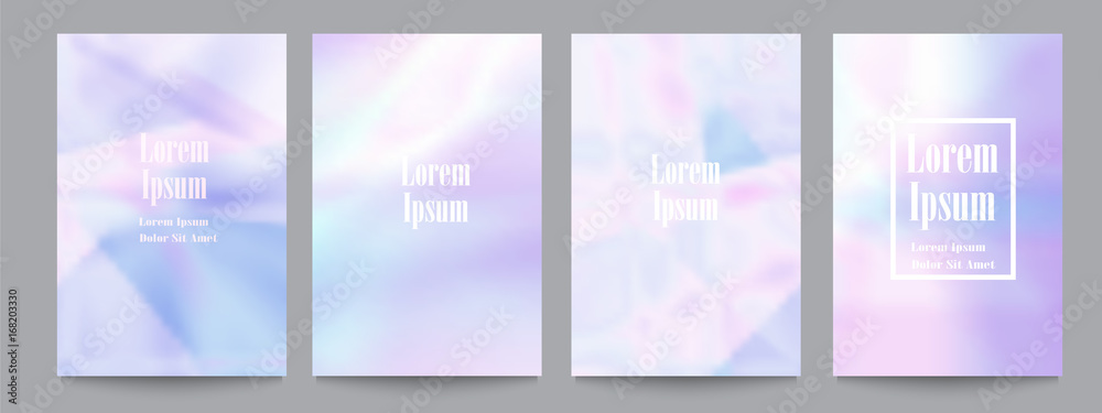 Vector set of template with holographic soft pastel backgrounds
