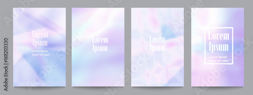 Vector set of template with holographic soft pastel backgrounds