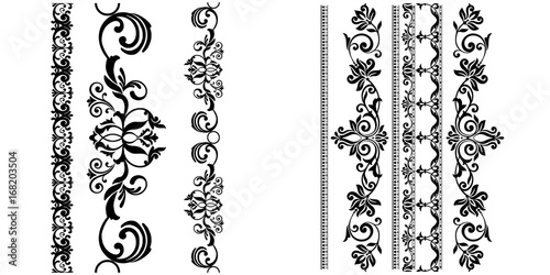 Set of vintage baroque ornament, corner. Retro pattern antique style acanthus. Decorative design element filigree calligraphy vector. - stock vector