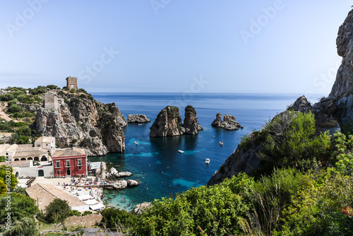 Fototapeta Naklejka Na Ścianę i Meble -  Bay of Tonara di Scopello at the Mediterranean Sea in Sicily Italy