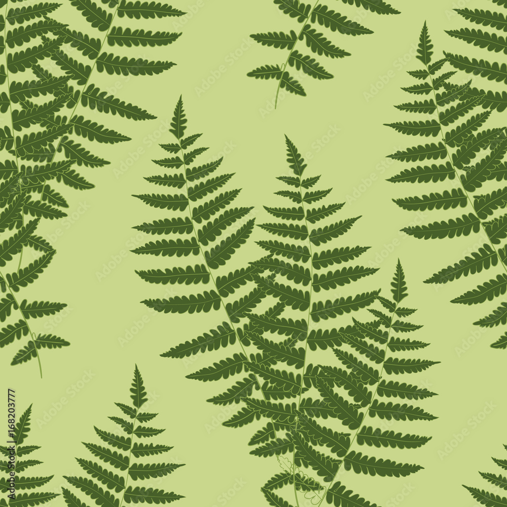 Fern frond silhouettes seamless pattern. Vector illustration