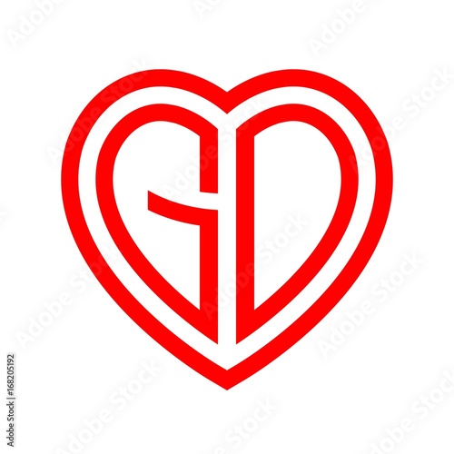 Free Download initial letters logo go red monogram heart love shape - GFXLoad