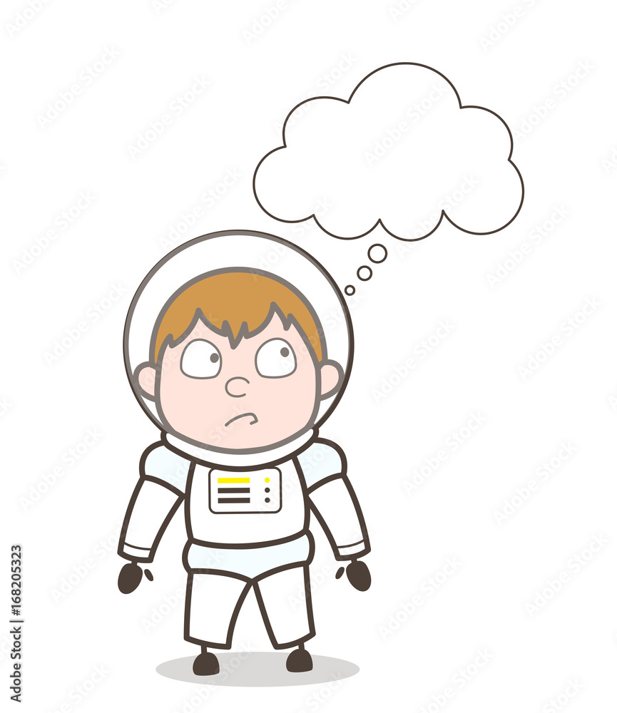 Cartoon Astronaut Thinking Expression Vector Illustration Stock Vector |  Adobe Stock