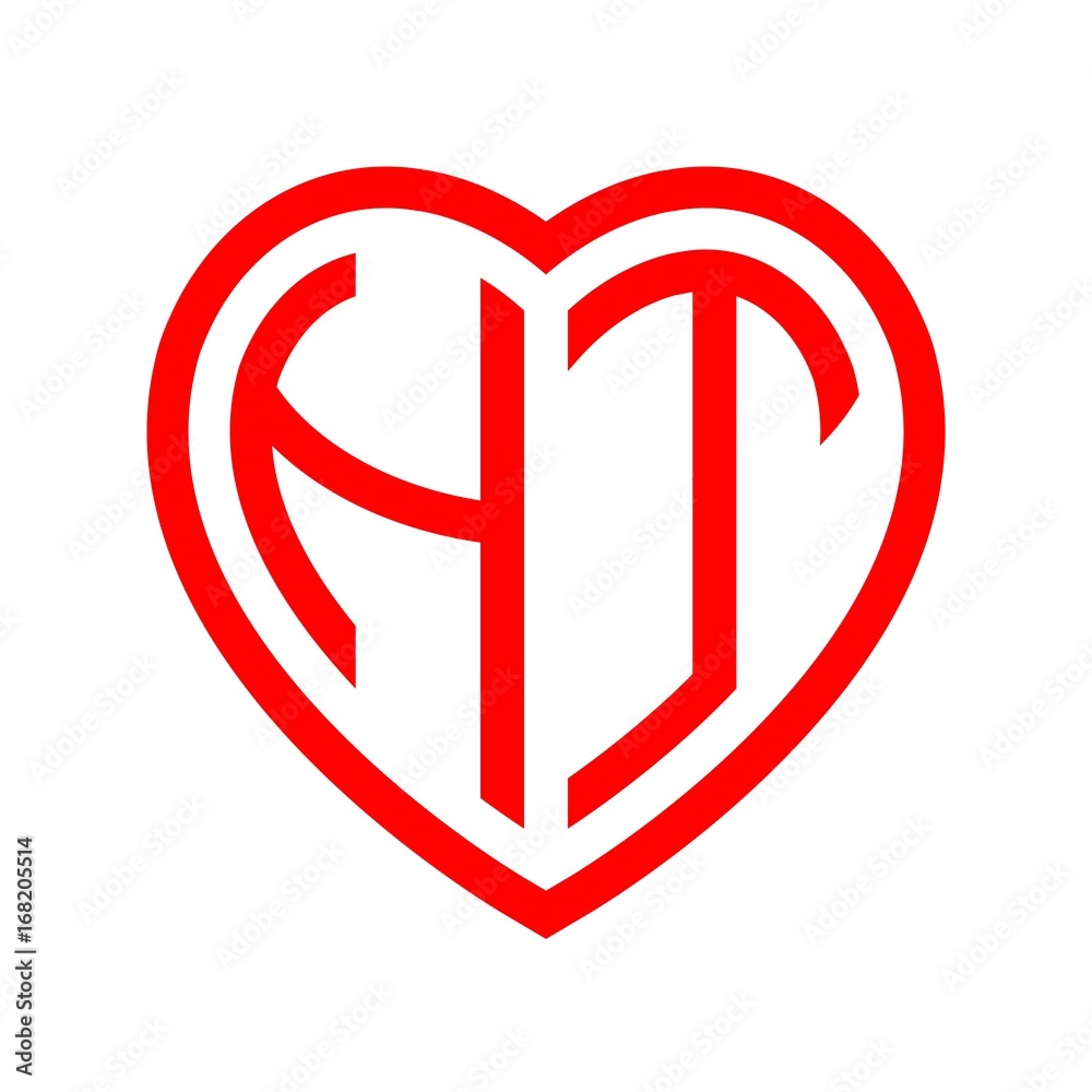 initial letters logo ht red monogram heart love shape initial letters logo ht red monogram heart love shape