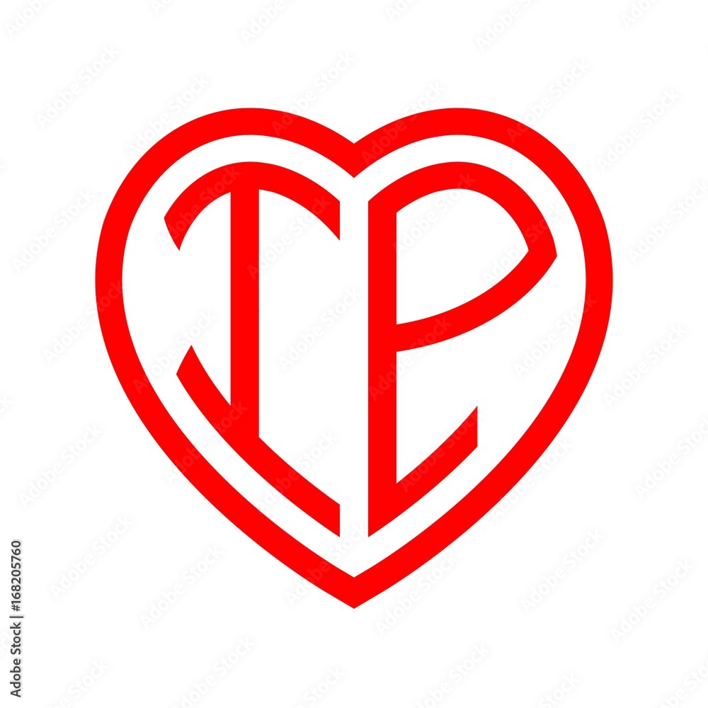 initial letters logo ip red monogram heart love shape initial letters logo ip red monogram heart love shape
