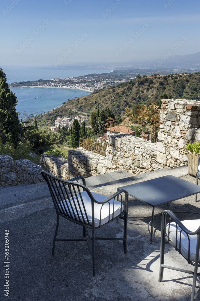 Naklejka premium The town of Taormina in Sicily, Italy