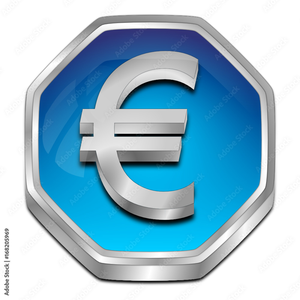 Button with Euro sign - 3D illustration Button with Euro sign - 3D illustration