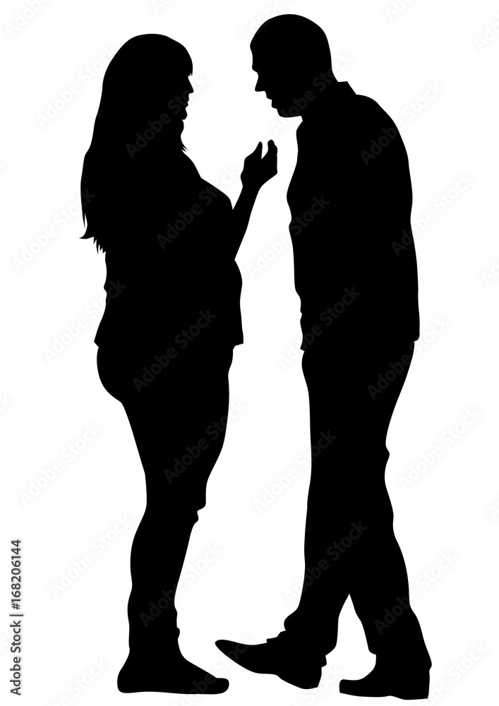 Couple of young guy and girl on white background