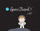 Cartoon Happy Space Boy Vector Illustration