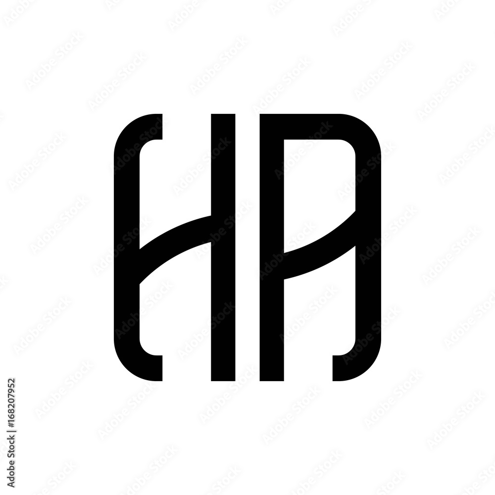 initial letters logo ha black monogram square rounded shape vector