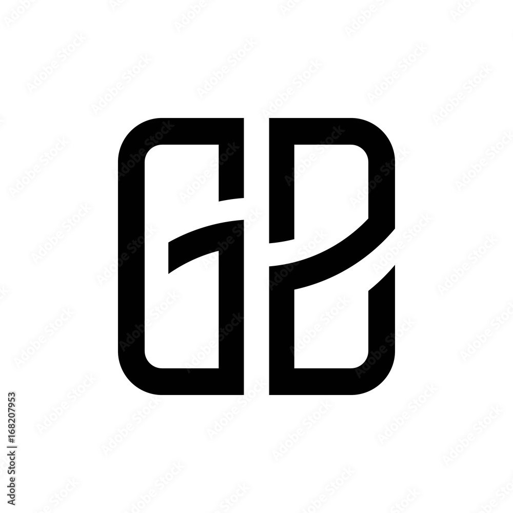 Fototapeta premium initial letters logo gz black monogram square rounded shape vector
