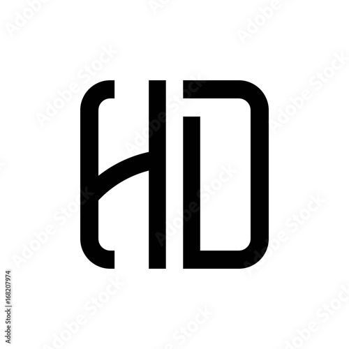 initial letters logo hd black monogram square rounded shape vector