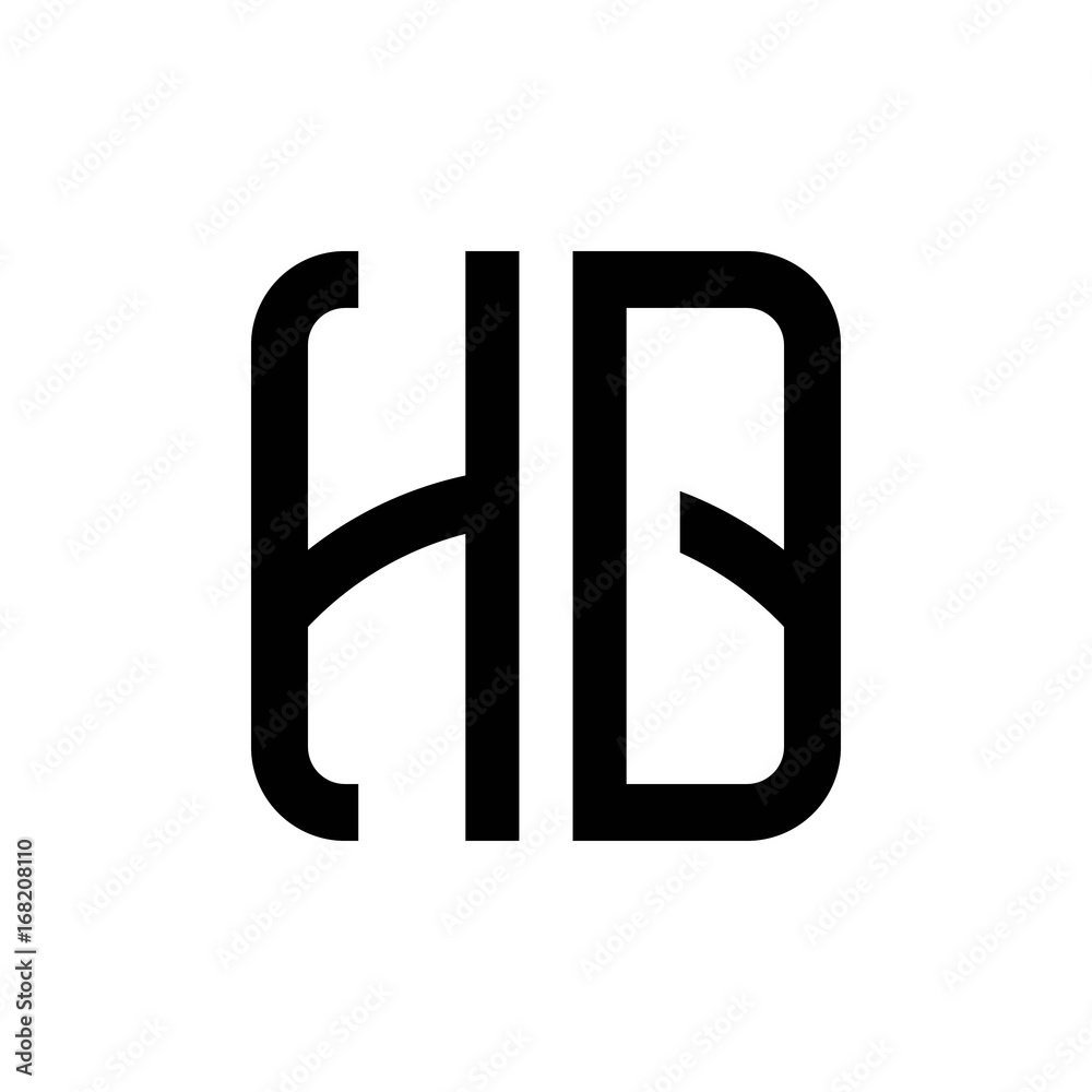 initial letters logo hq black monogram square rounded shape vector