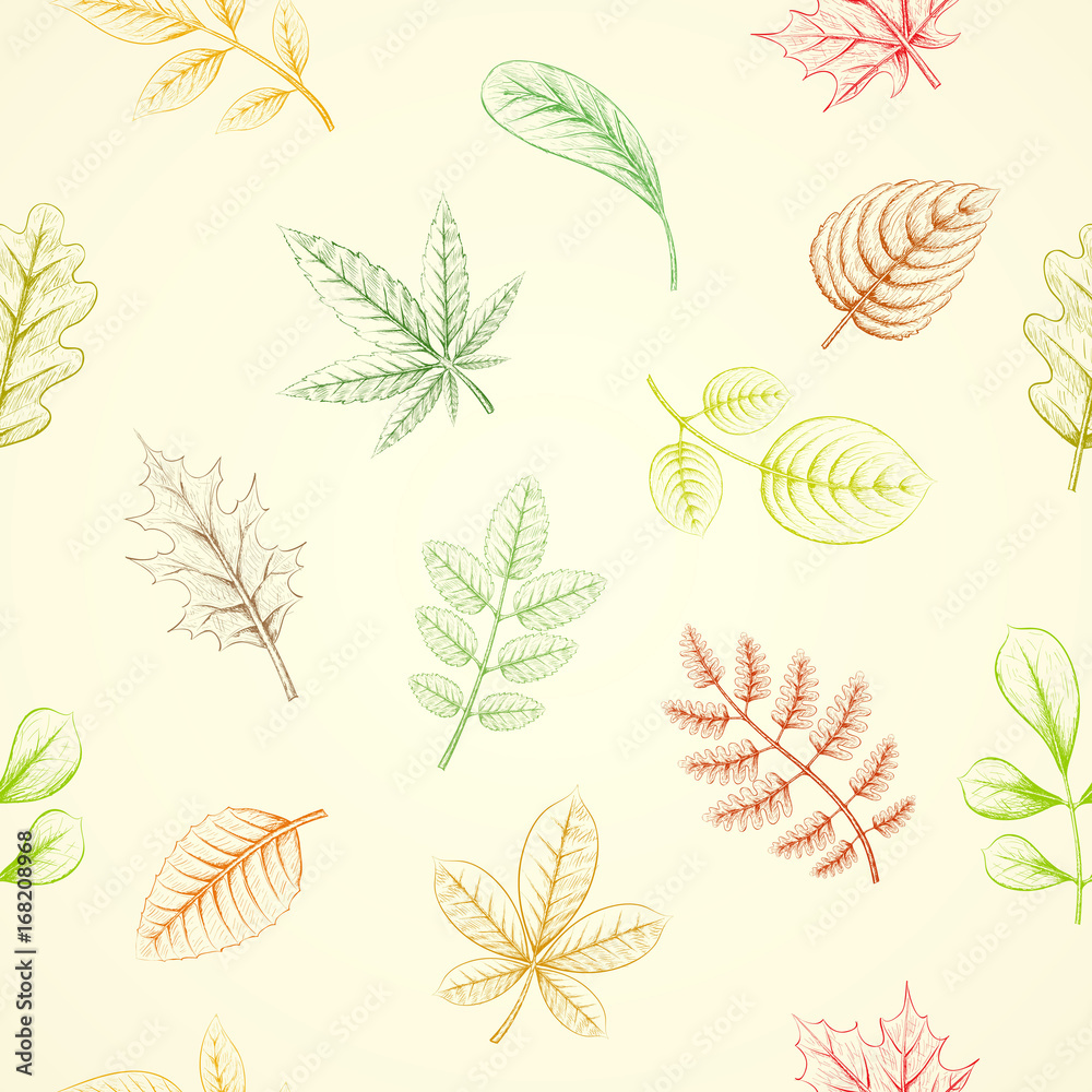 Autumn leaves. Seamless pattern.