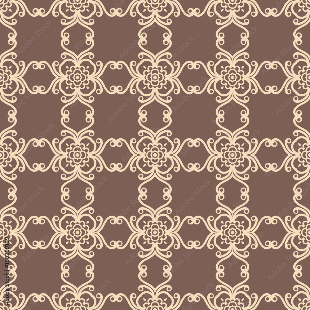 Vintage ornamental seamless vector pattern. Colored ornate background. Template can be used for wrapping paper, wallpaper, fabric, textile, flooring, oilcloth, tiling and other design.