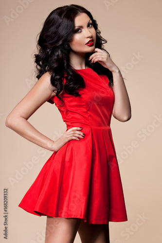 beautiful woman in red dress