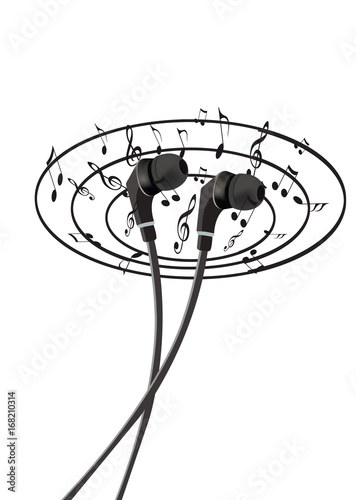 auricolari neri  portatili per ascoltare la  musica