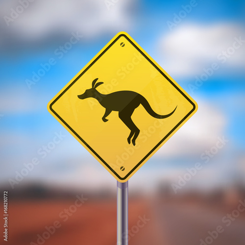 Road sign with kangaroo icon vector illustration