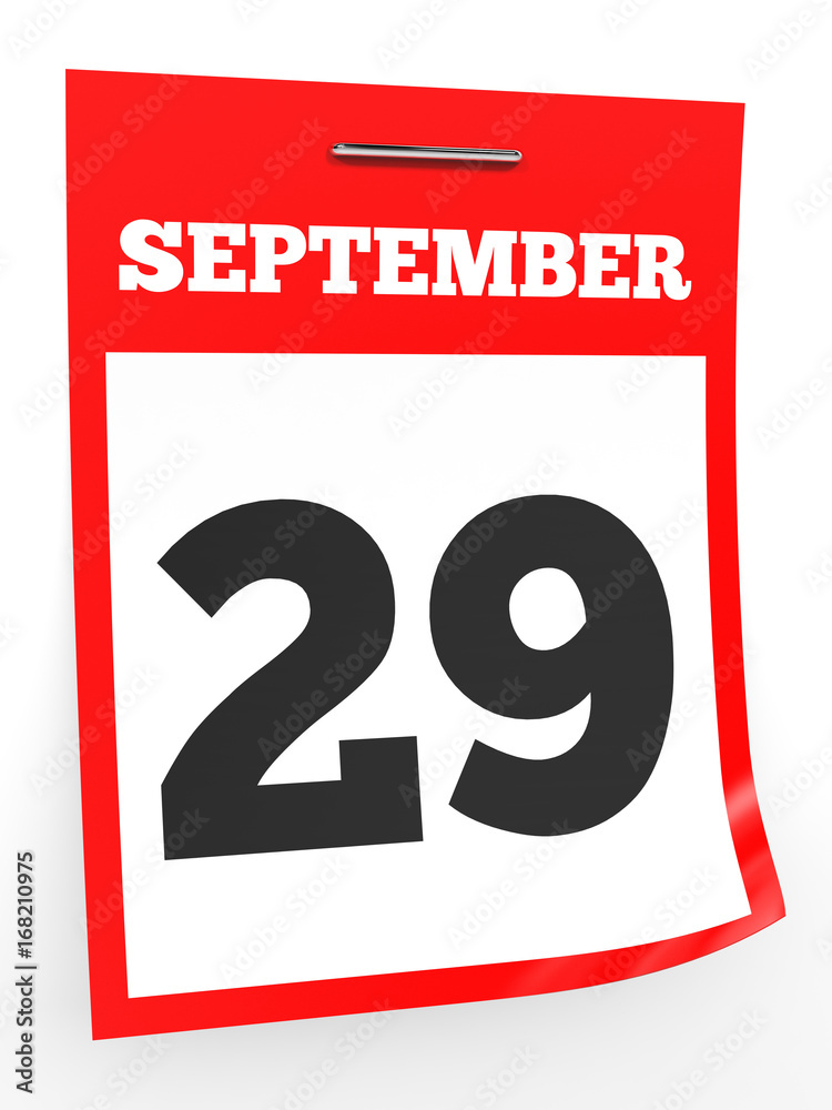 September 29. Calendar on white background. September 29. Calendar on white background.