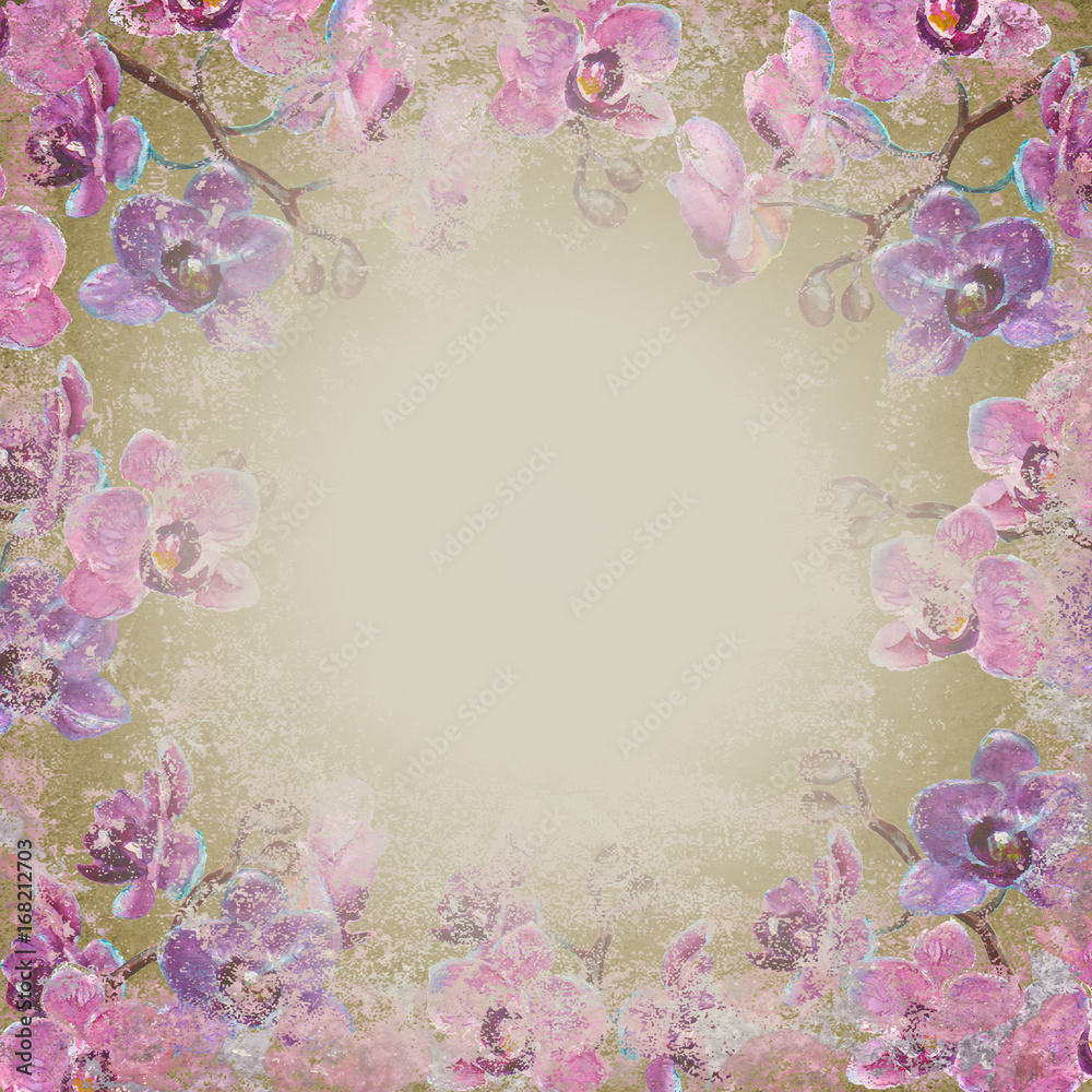 Grunge orchid flowers background Grunge orchid flowers background
