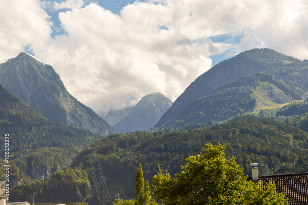 View of a valley and green hills