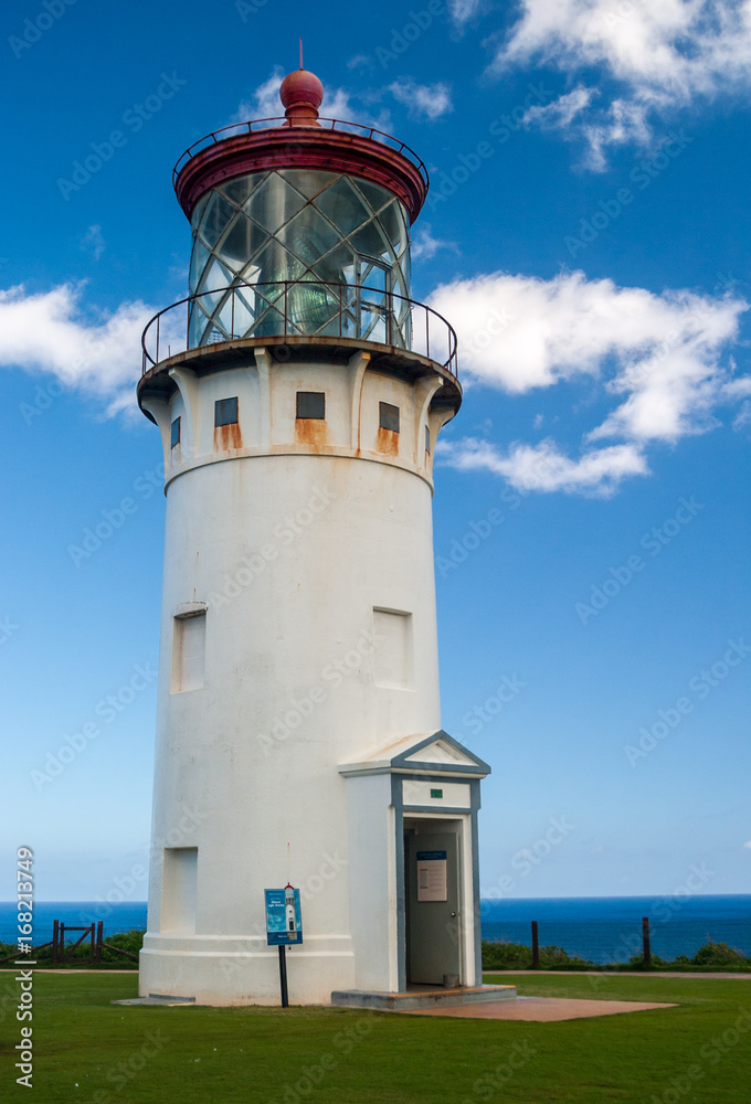 Kilauea lighthouse on a sunny day in Kauai, Hawaii