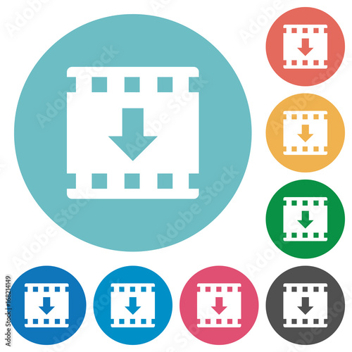 Move down movie flat round icons