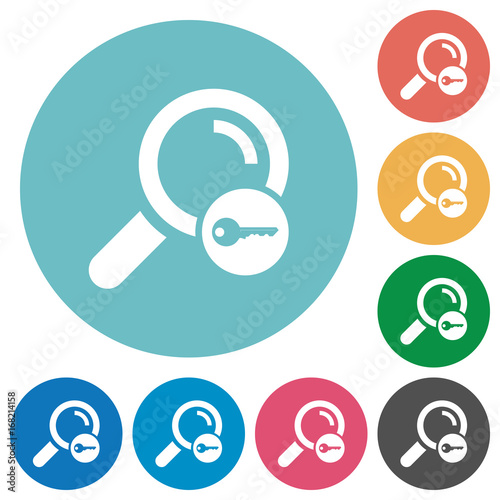 Secure search flat round icons