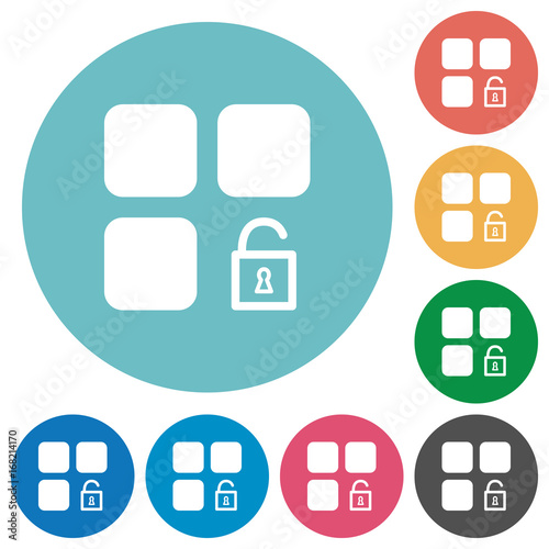 Unlock component flat round icons
