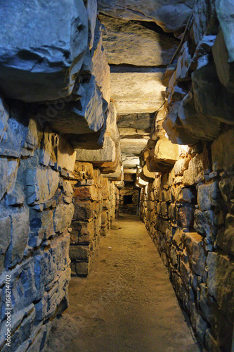Underground tunnels within the main temple of Chavin de Huantar photo