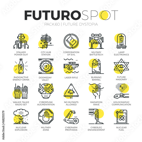Future Dystopia Futuro Spot Icons