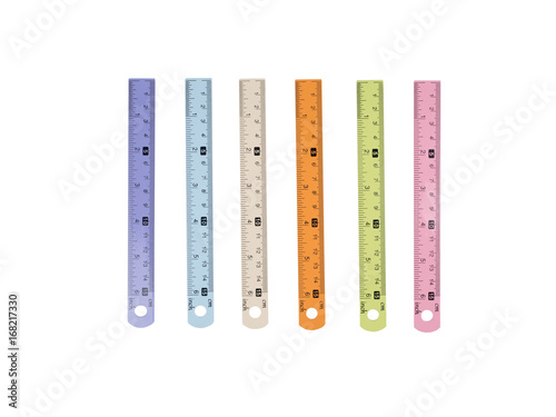 Colorful of ruler on white background