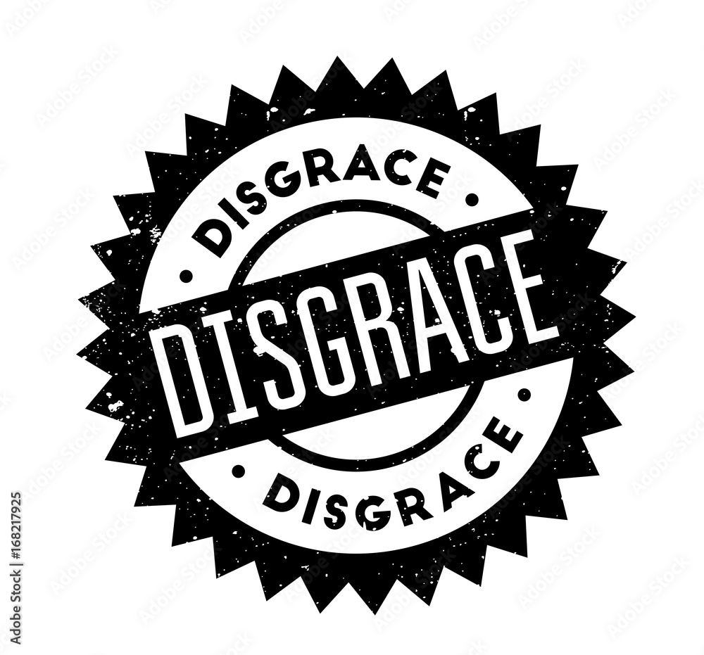 Disgrace rubber stamp. Grunge design with dust scratches. Effects can be easily removed for a clean, crisp look. Color is easily changed.