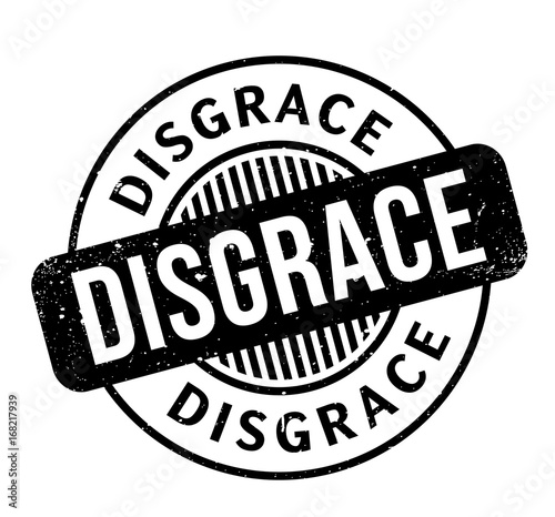 Disgrace rubber stamp. Grunge design with dust scratches. Effects can be easily removed for a clean, crisp look. Color is easily changed.