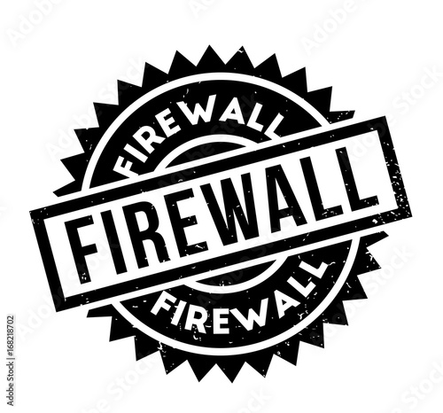 Firewall rubber stamp. Grunge design with dust scratches. Effects can be easily removed for a clean, crisp look. Color is easily changed.