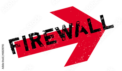 Firewall rubber stamp. Grunge design with dust scratches. Effects can be easily removed for a clean, crisp look. Color is easily changed.