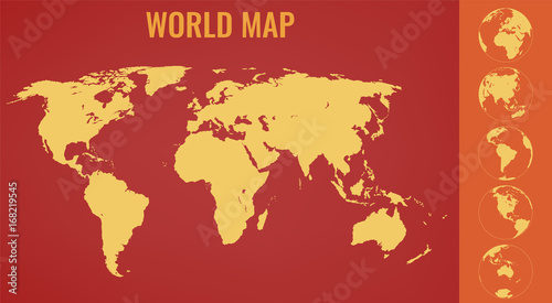 World Map with Globes. Infographic map. Vector