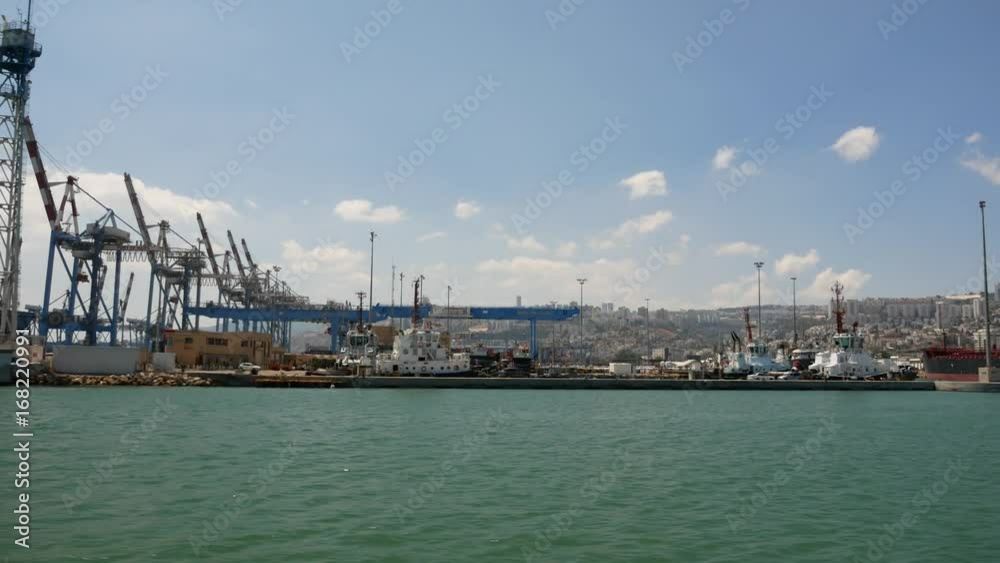 Commercial Dock With Containers And Cranes
