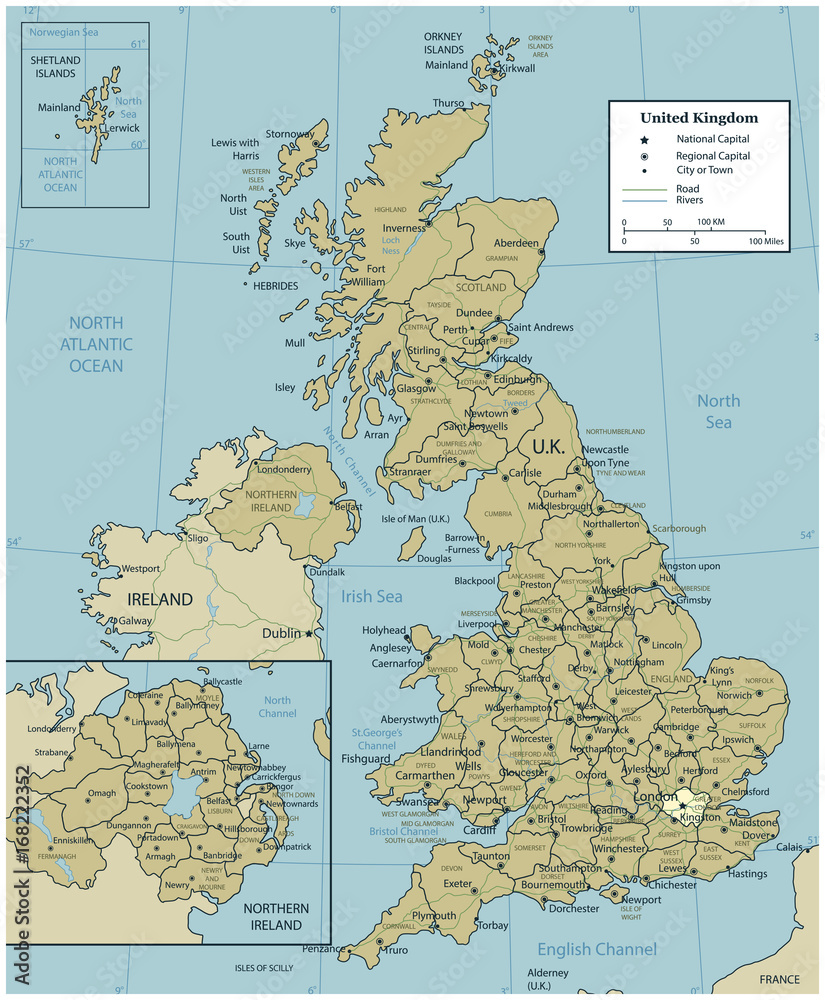United Kingdom map with selectable territories. Vector Stock Vector ...