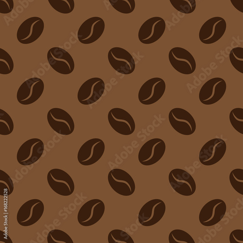 Seamless pattern with coffee beans, vector background for coffee house