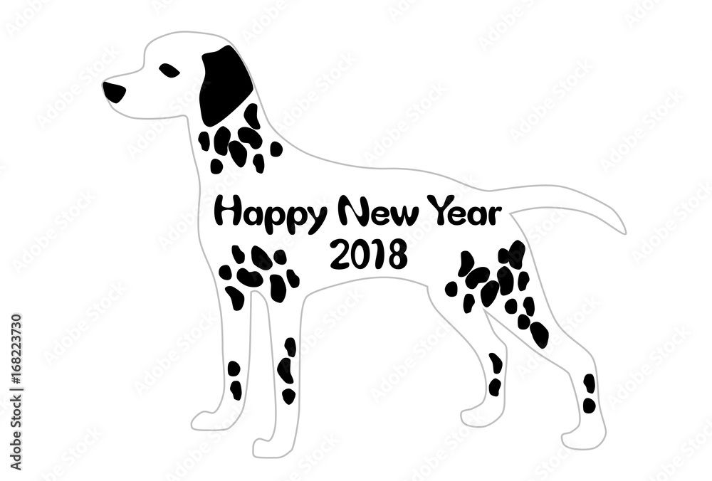 18年 年賀状 戌年 ダルメシアン イラスト Stock Vector Adobe Stock