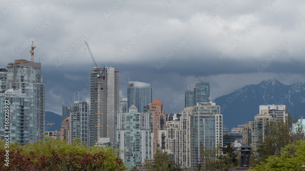 Modern architecture city design cranes city development Vancouver Canada May 2107
