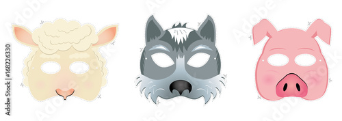 Carnival masks - sheep, wolf, piggy