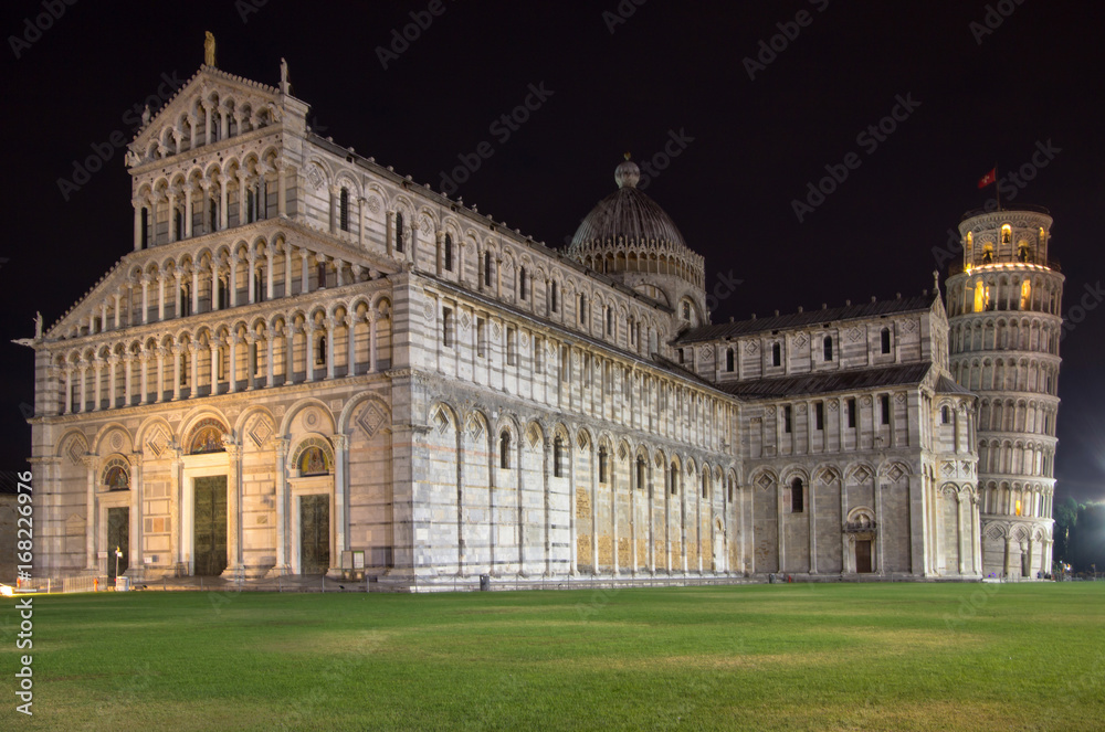 Cathedral of Pisa at night in Italy