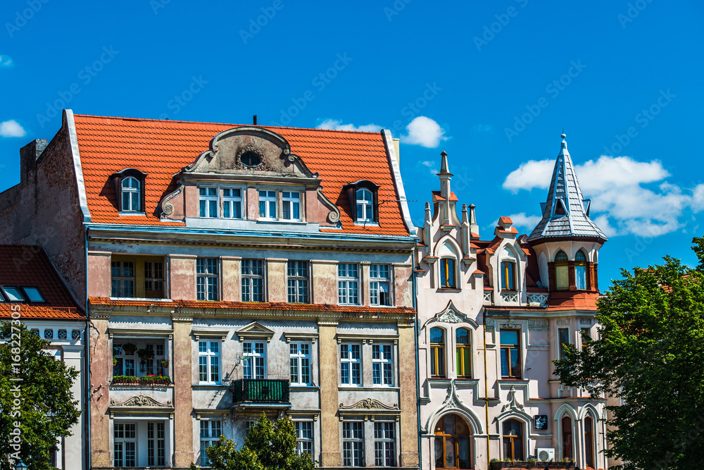 Buildings around Grand Place  in Chełmno in Poland