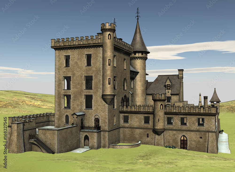 Fototapeta premium Fantasy Ancient Castle 3d render