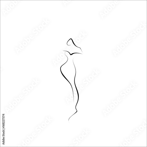 elegant lady vector line illustration
