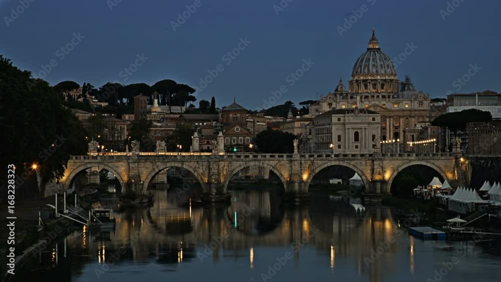 Time lapse of blue hour on Vatican - Saint Peter Basilica Time lapse of blue hour on Vatican - Saint Peter Basilica